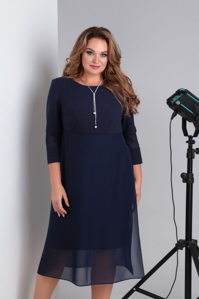 Ультрасовременное платье из трикотажа с соблазнительным разрезом Grace for you 193 темно-синий - фото 2