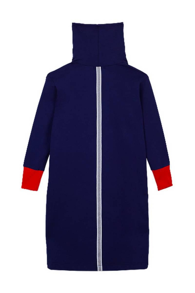 Платье с высоким воротником и вышивкой из трикотажа Bell Bimbo 192109 т.синий - фото 4