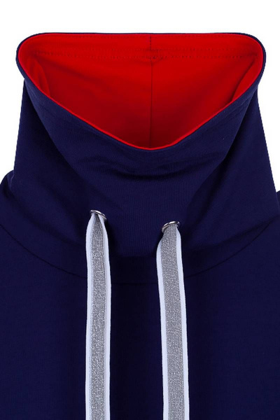 Платье с высоким воротником и вышивкой из трикотажа Bell Bimbo 192109 т.синий - фото 5