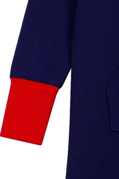 Платье с высоким воротником и вышивкой из трикотажа Bell Bimbo 192109 т.синий - фото 6