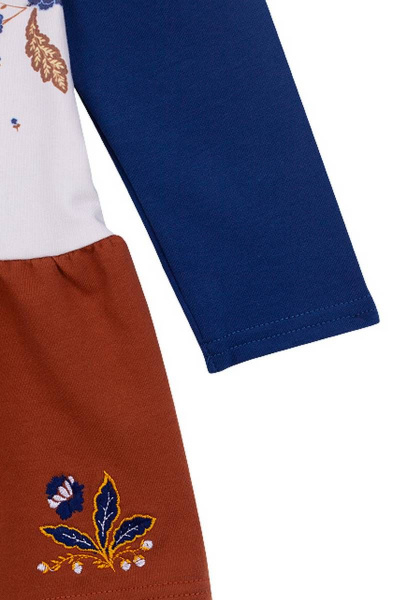 Платье с растительным принтом и вышивкой из трикотажа Bell Bimbo 192206 деним - фото 3