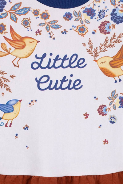 Платье с растительным принтом и вышивкой из трикотажа Bell Bimbo 192206 деним - фото 4