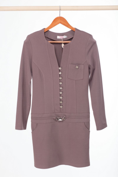 Платье Anelli 124 коричневый - фото 5