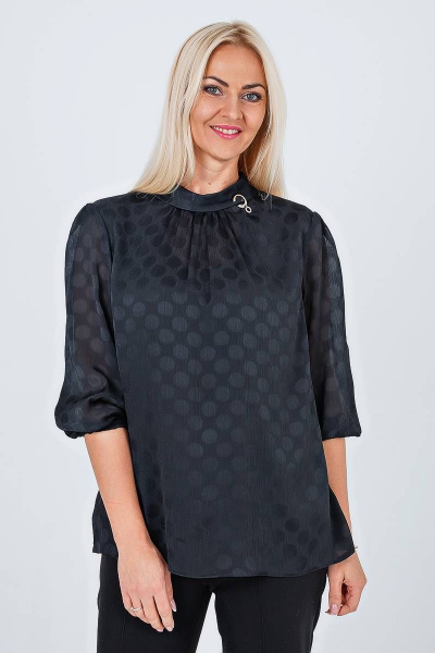 Блуза шифоновая с воротником-стойкой для делового стиля Avila 0759 черный - фото 1
