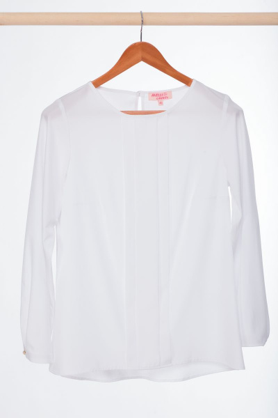 Белая классическая блузка с складками и удлиненной спинкой Anelli 320 белый - фото 4