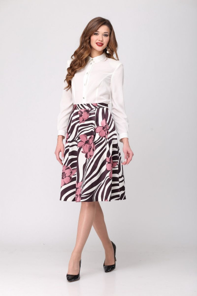 Фиолетовая А-силуэта юбка с складками и карманами Djerza 0121 линии - фото 1