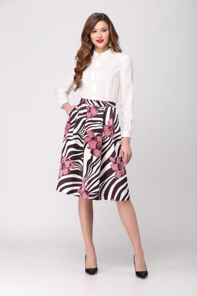 Фиолетовая А-силуэта юбка с складками и карманами Djerza 0121 линии - фото 2