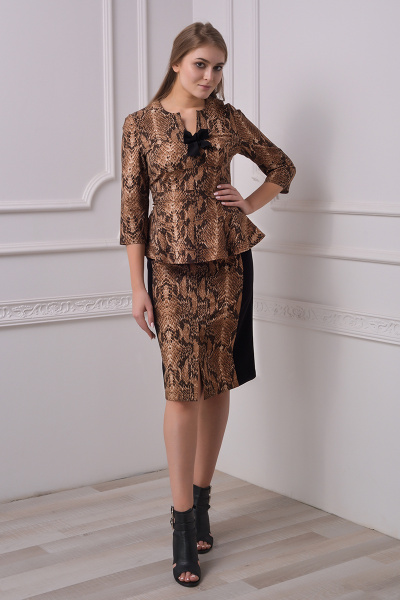 Блуза стрейч из текстиля с узким рукавом 3/4 GlasiO 13004 - фото 1