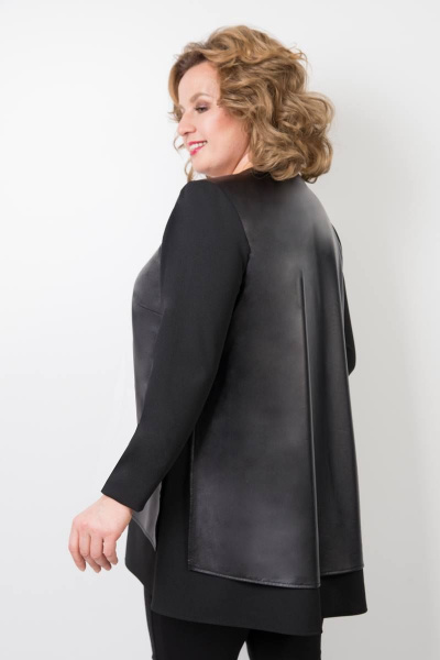 Туника из экокожи с кожаными деталями и декором TrikoTex Stil М46-19 - фото 2