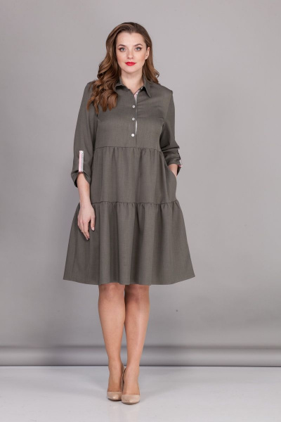 Платье БАГРЯНИЦА 5003 хаки - фото 2