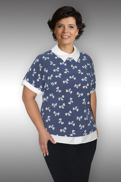 Блуза прямая из вискозы с отложным воротником Таир-Гранд 62271 бантик - фото 1