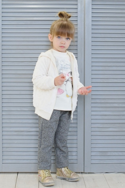 Брюки-джоггеры на каждый день из меланжированного фута Bell Bimbo 172066 серый меланж - фото 1