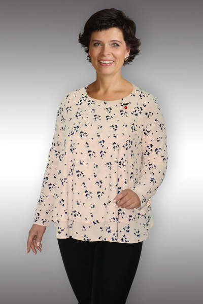 Блуза рукав 3/4 из текстиля в нежном розовом цвете Таир-Гранд 62232 пудра-бабочки - фото 1