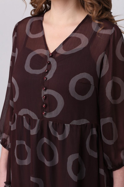 Длинное шифоновое платье с принтом и ярусами воланов Anna Majewska 1328 - фото 3