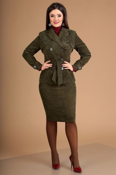 Жакет, юбка Мода Юрс 2434 зеленый - фото 2
