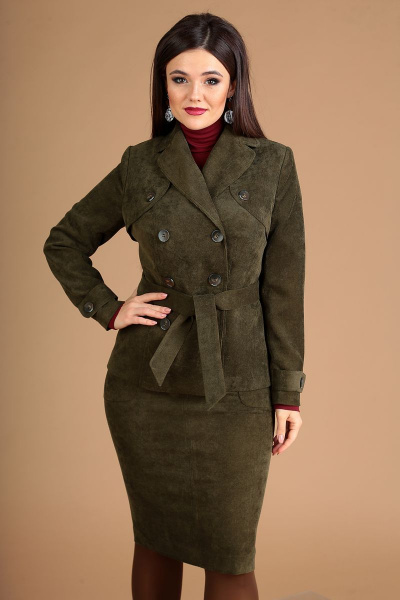 Жакет, юбка Мода Юрс 2434 зеленый - фото 3