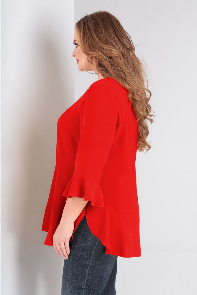 Блуза-туника с воланами в стиле бохо и свободным силуэтом Таир-Гранд 62351 красный - фото 4