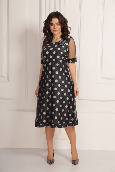 Платье приталенное нарядное из сетки и текстиля Solomeya Lux 667 - фото 1