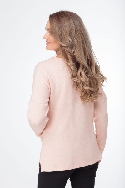 Демисезонный трикотажный джемпер с боковыми вырезами Anelli 426 пудра - фото 3