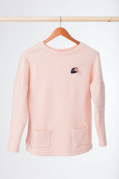 Демисезонный трикотажный джемпер с боковыми вырезами Anelli 426 пудра - фото 5