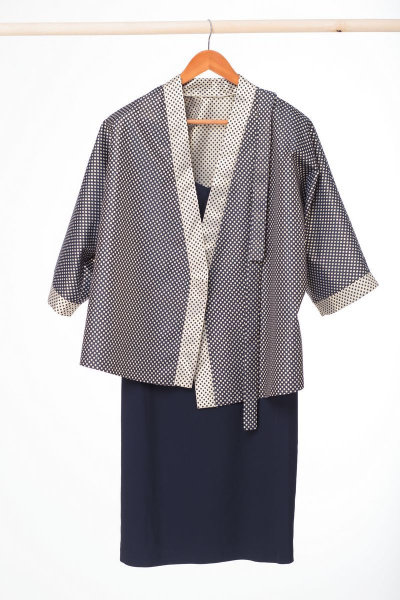 Комплект платье и кардиган в японском стиле с золотистым горохом Anelli 796 - фото 7