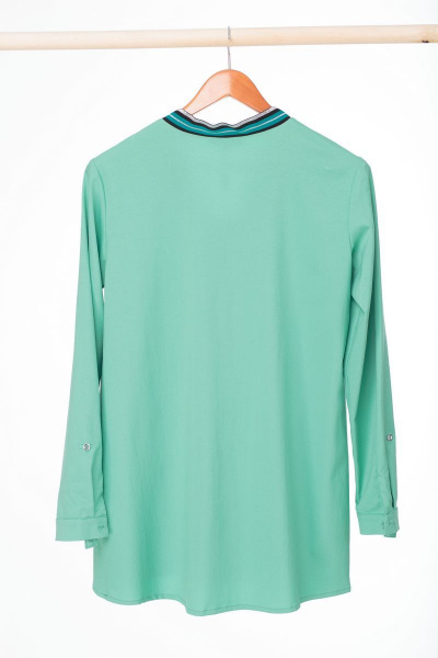 Зеленая блузка из мягкой ткани с складкой и V-образным вырезом Anelli 479 зеленый - фото 7