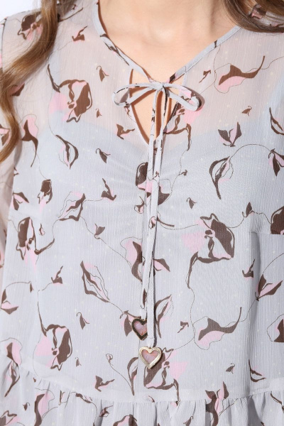 Платье свободного силуэта из шифона с принтом и воланом Anna Majewska 1332 Rio - фото 4