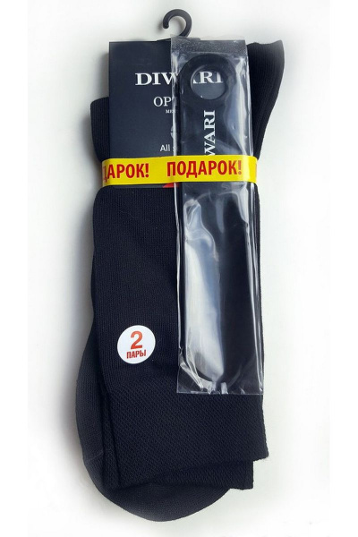 Классические мужские хлопковые носки с двойной резинкой CONTE DiWaRi_OPTIMA_(2 пары)_черный-ложка - фото 2