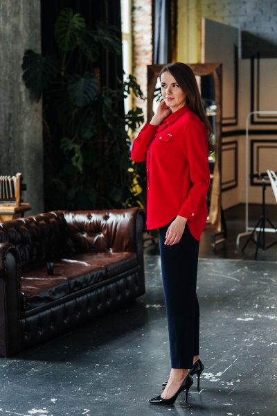 Брюки зауженные грубой ткани с талиевыми вытачками Edibor 2037 темно-синий - фото 2