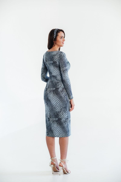 Приталенное платье из трикотажа с асимметричным вырезом Edibor 2055 - фото 4