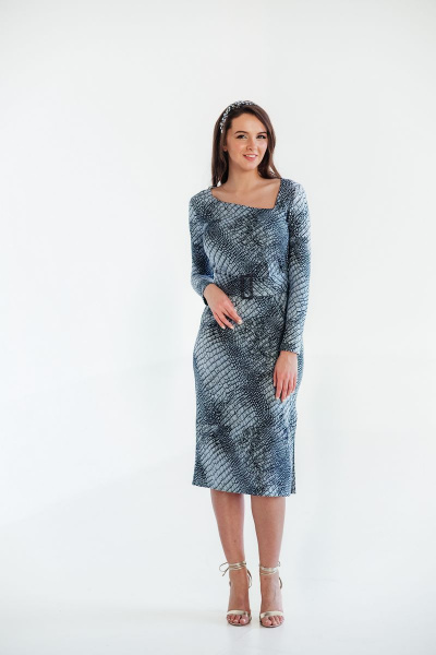 Приталенное платье из трикотажа с асимметричным вырезом Edibor 2055 - фото 3