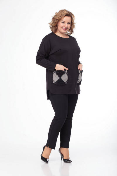 Туника классическая с меховыми карманами и асимметричным низом Anelli 806 - фото 2