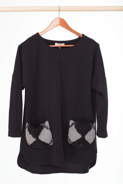 Туника классическая с меховыми карманами и асимметричным низом Anelli 806 - фото 3