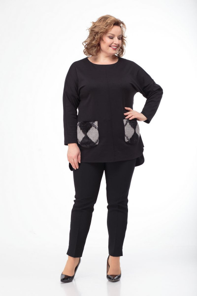 Туника классическая с меховыми карманами и асимметричным низом Anelli 806 - фото 1