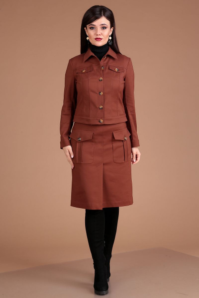 Куртка, юбка Мода Юрс 2427 коричневый - фото 1