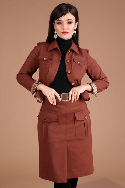 Куртка, юбка Мода Юрс 2427 коричневый - фото 3