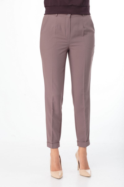 Бежевые демисезонные брюки из хлопка с классической посадкой Anelli 418 бежевый - фото 4