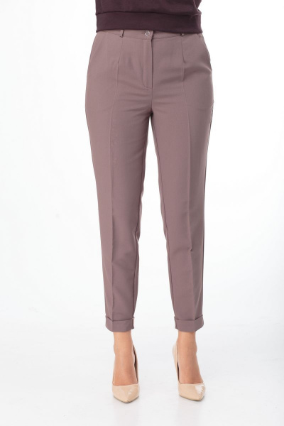 Бежевые демисезонные брюки из хлопка с классической посадкой Anelli 418 бежевый - фото 5