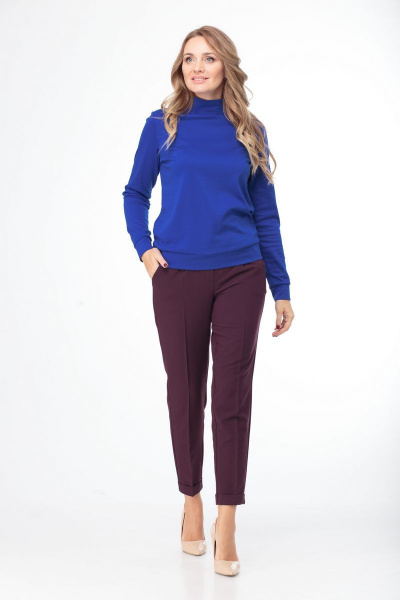 Демисезонные брюки в ярких оттенках из текстиля Anelli 418 винный - фото 1