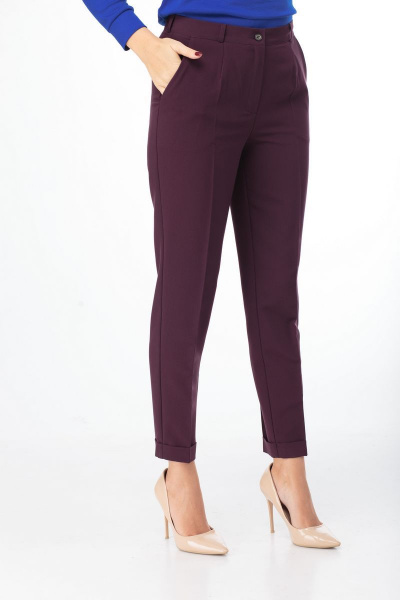 Демисезонные брюки в ярких оттенках из текстиля Anelli 418 винный - фото 6