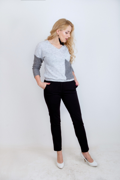 Брюки зауженные к низу с накладными карманами из текстиля Mita ЖМ872 черный - фото 2