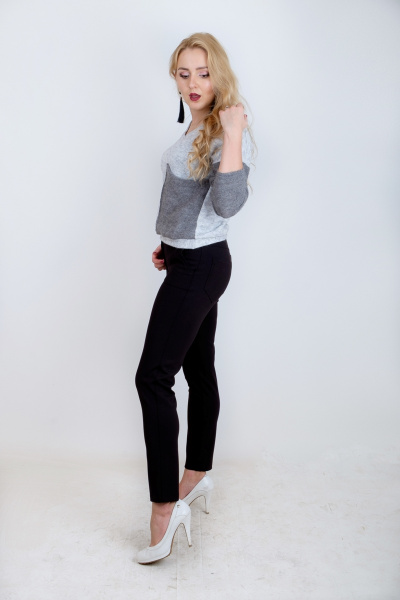 Брюки зауженные к низу с накладными карманами из текстиля Mita ЖМ872 черный - фото 3