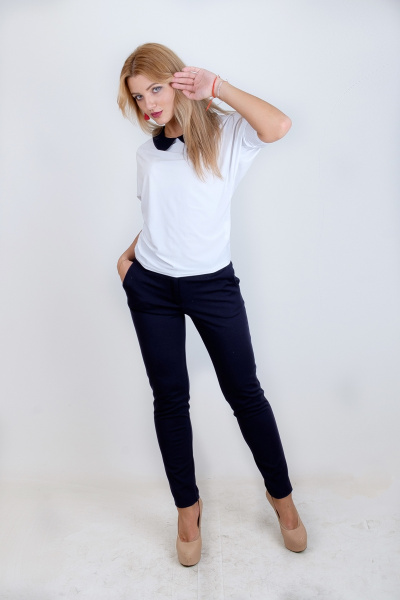 Брюки зауженные к низу из трикотажа с карманами Mita ЖМ872 т.синий - фото 3