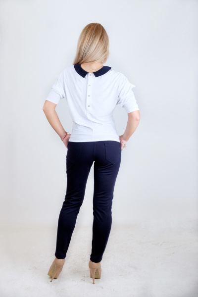 Брюки зауженные к низу из трикотажа с карманами Mita ЖМ872 т.синий - фото 4