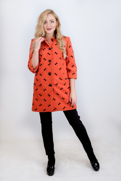 Демисезонный красный трикотажный удлиненный жакет на подкладке Mita ЖМ874 - фото 2