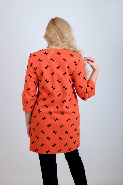 Демисезонный красный трикотажный удлиненный жакет на подкладке Mita ЖМ874 - фото 4