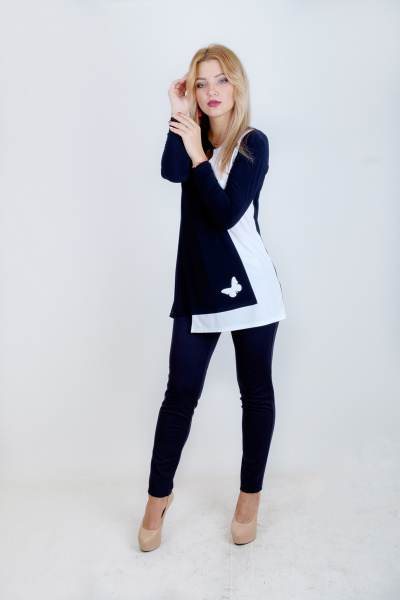 Круглогодняя туника А-образного силуэта с бабочками и декоративной горловиной Mita ЖМ889 - фото 2