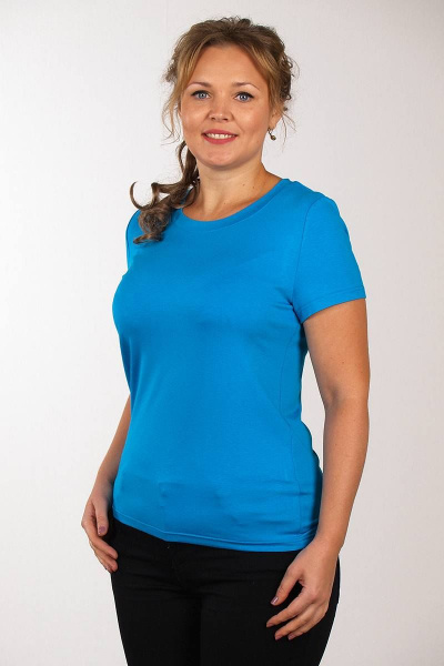 Круглогодичная голубая приталенная майка из текстиля с высоким эластичным вырезом Zlata 4258 голубой - фото 1
