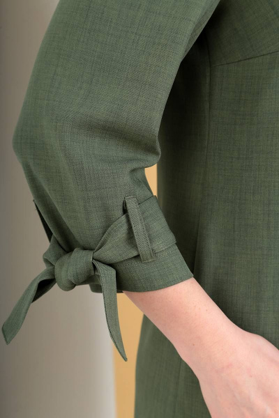 Платье на каждый день из текстиля Демисезонное длиной 108 см Liona Style 733 хаки - фото 4