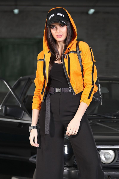 Оранжевая ветровка-халат из вельвета с капюшоном DOGGI 6268 оранж - фото 2